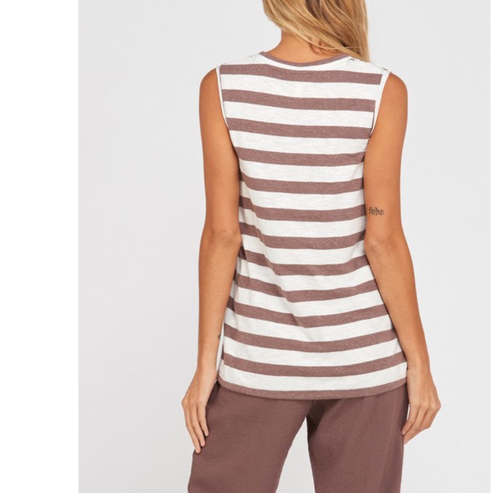 NWT Sleeveless Striped Tank Brown - Picture 2 of 3